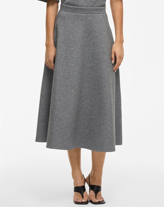 ViReflect HW Wide Midi Nederdel - Medium Grey Melange 
